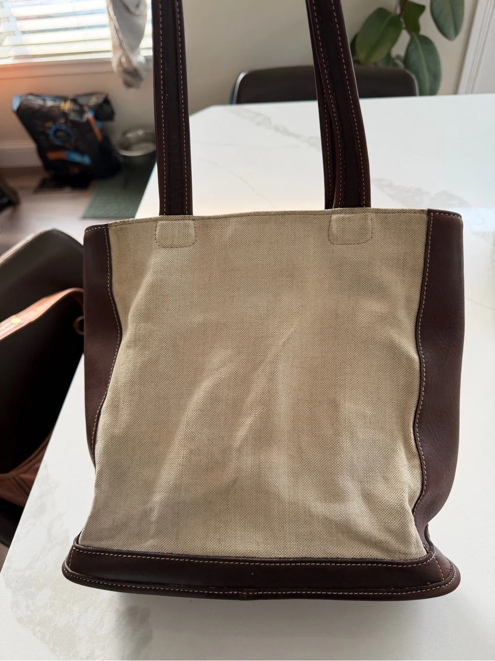 Vintage COACH Canvas & Leather Tote Handbag Purse #6122